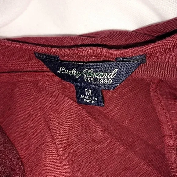 Lucky Brand Maroon Long Sleeve Lace Detail Shirt Medium - Picture 5 of 5